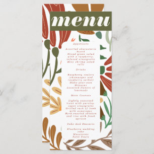 Menu Bright Boho Terracotta Abstrait Mariage floral