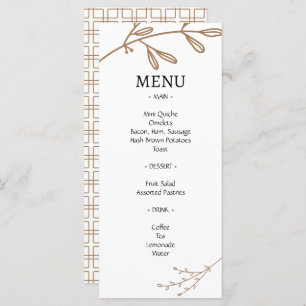 Menu Brown classique Foliage naturel Brunch Mariage