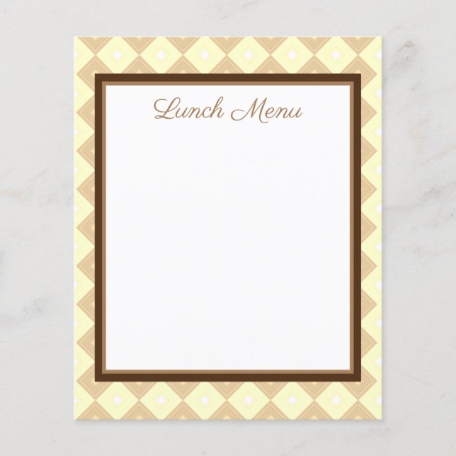 Menu Brown Déjeuner et dîner en Diamond Design (Devant)