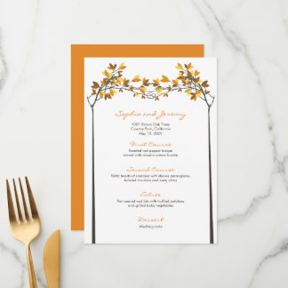 Menu Brown Feuilles noués Adieu Arbres Mariage d'automn