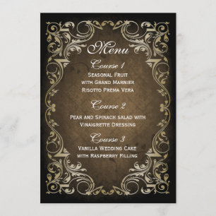 Menu Brown Ornemental Rustique Regal Et Mariage Or