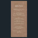 Menu Brown simple Rustique Kraft<br><div class="desc">Conçue pour se coordonner avec notre collection minimaliste rustique, cette carte de menu personnalisable comporte une police classique blanche sur un arrière - plan d'effet kraft. Il s'agit d'une collection rustique simple et minimaliste, très polyvalente et adaptée à toute saison mariage. Pour une personnalisation plus avancée de cette conception, par...</div>