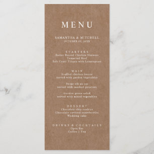 Menu Brown simple Rustique Kraft