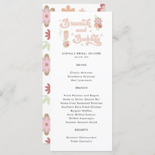 Menu Brunch floral rétro et Fête des mariées bulle