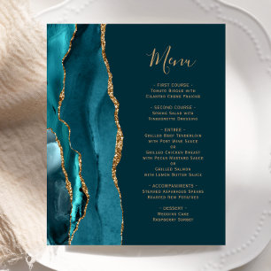 Menu Budget Dark Turquoise Gold Agate Mariage