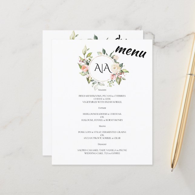 Menu Budget/Mariage/Plat. (Devant/Arrière en situation)