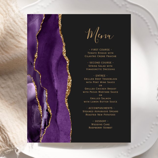 Menu Budget Purple Gold Agate Dark Mariage (Créateur téléchargé)