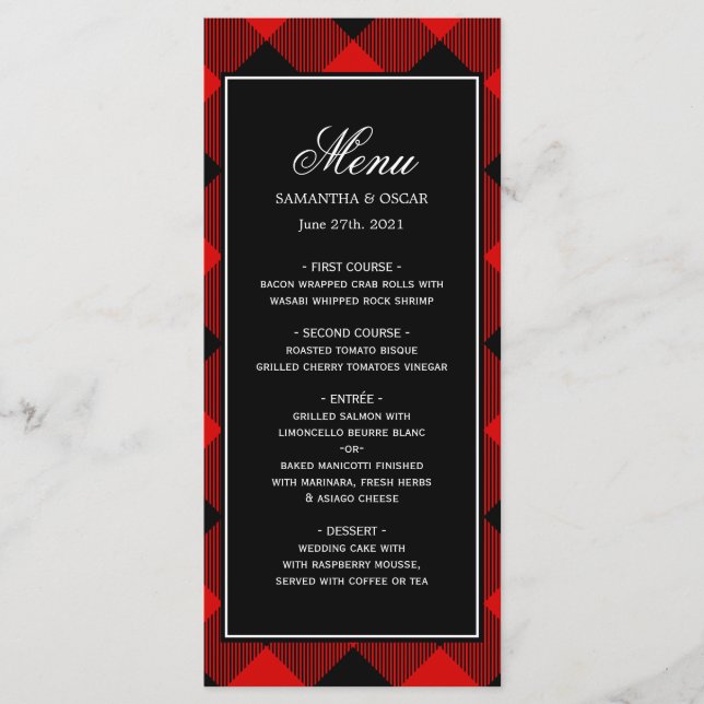 Menu Buffle rouge et noir déposé  (Devant)