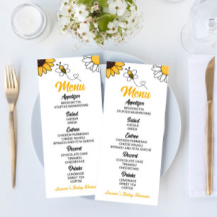 Menu Bumble jaune Abeille Miel Abeille Baby shower