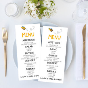 Menu Bumble jaune Abeille Miel Abeille Baby shower