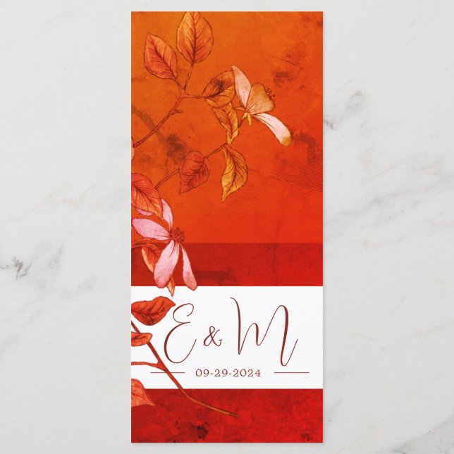 Menu Burange Orange Terracotta Floral (Dos)