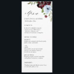 menu burgundy bleu mariage<br><div class="desc">Un magnifique design à thème mariage à fleurs florales avec de belles aquarelles bordeaux et des fleurs bleues poussiéreuses. La couleur et le texte peuvent être personnalisés.</div>