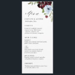 menu burgundy bleu mariage<br><div class="desc">Un magnifique design à thème mariage à fleurs florales avec de belles aquarelles bordeaux et des fleurs bleues poussiéreuses. La couleur et le texte peuvent être personnalisés.</div>