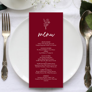 Menu Burgundy Minimaliste Botanique Terracotta Mariage