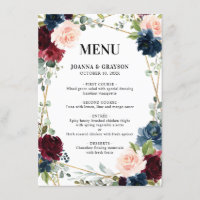 Burgundy Navy Blush Floral Mariage géométrique