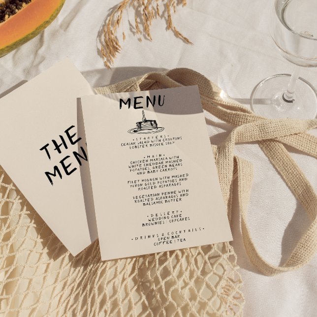 Menu Câble dessiné à la main rétro Quirky Bold Mariage (Créateur téléchargé)