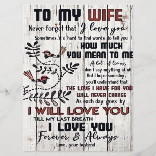 Menu Cadeau Pour Femme   À ma femme belle lettre