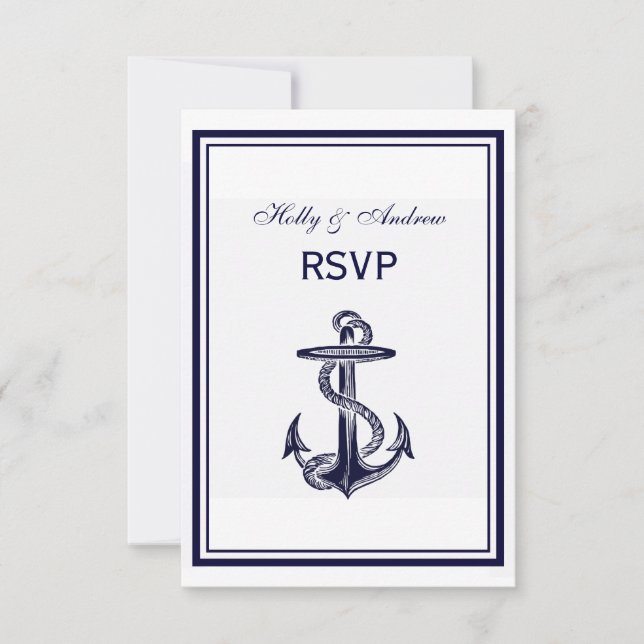 Menu Cadre Bleu Marine Ancre de Marine 2V RSVP (Devant)