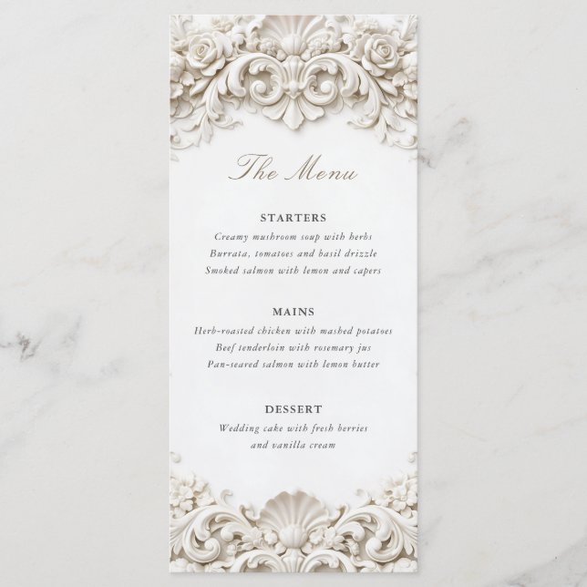 Menu Cadre de mariage baroque élégant et classe (Devant)