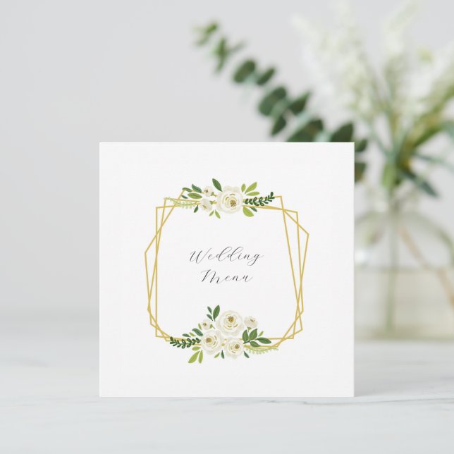 Menu Cadre Floral Rose Blanche Luxe (Debout devant)