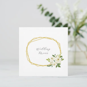 Menu Cadre Floral Rose Blanche Luxueux