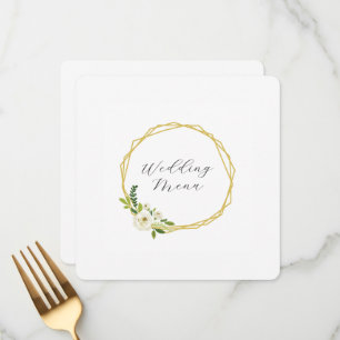 Menu Cadre Floral Rose Blanche Luxueux