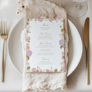 Menu Cadre floral rose vert Mariage