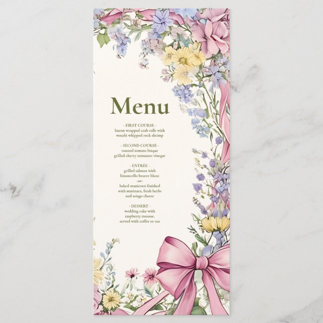 Menu Cadre floral vintage mariage (Devant)