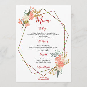 Menu Cadre géométrique élégant Ambrose Florals Mariage