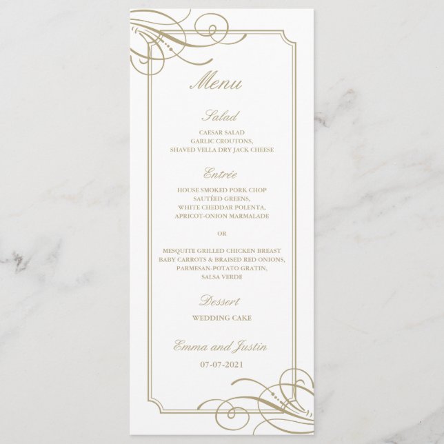 Menu Cadre Gold Classique Luxueux Mariage (Devant)