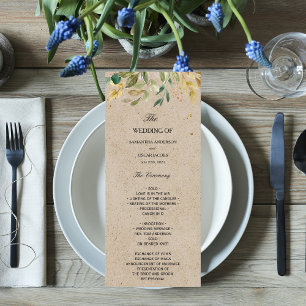 Menu Cadre Kraft feuille de verdure à l'aquarelle moder