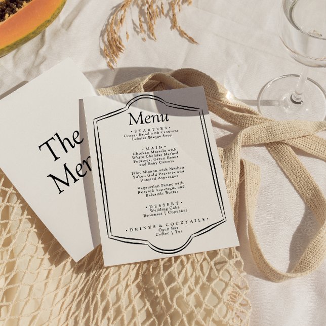 Menu Cadre noir et blanc moderne Retro Diner Mariage (Créateur téléchargé)