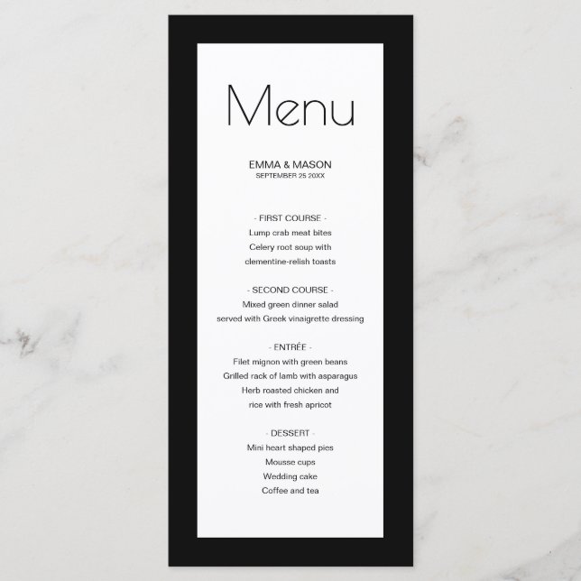 Menu Cadre noir simple (Devant)