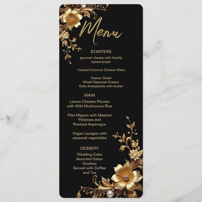 Menu Cadre Orné Fleur Dorée (Devant)