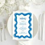 Menu Cadre vague moderne chic bleu Custom Bar Bat mitzv<br><div class="desc">Carte de menu parfaite pour un bat mitzvah, bar mitzvah ou toute autre célébration juive ! Cadre ondulé fait main pour vous sur le côté avant! ENTIÈREMENT PERSONNALISABLE ! Cliquez sur "Personnaliser" ci-dessus pour modifier le texte. Cliquez sur "modifier à l'aide de l'outil de conception" pour ajuster les polices, les...</div>