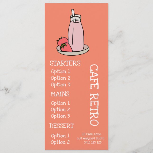 Menu Café rétro Strawberry Milkshake (Devant)