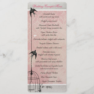 Menu Cage d'oiseaux vintage rose Damas Enregistrer la d