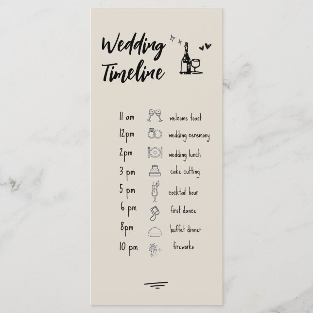 Menu Calendrier de mariage illustré à la main en gris r (Devant)