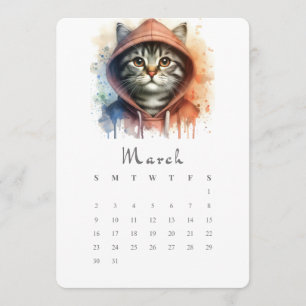 Menu Calendrier de mars autonome Kitty Chat Splash Art
