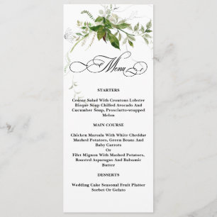 Menu Calligraphie aquarelle pour mariage de Greenery Bo