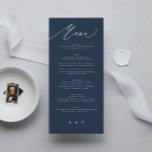 Menu Calligraphie Bleue Traditionnelle Élégante Marine<br><div class="desc">menu mince pour correspondre à la collection *si vous voulez plus d'options papier cette conception peut être transférée à un programme mince *ou pour plus d'aide contactez-moi</div>