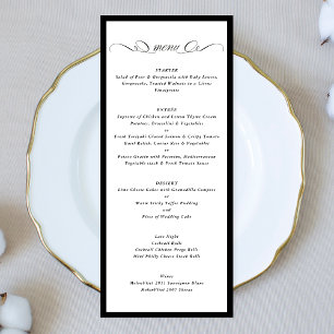 Menu Calligraphie Cadre noir et blanc Mariage officiel
