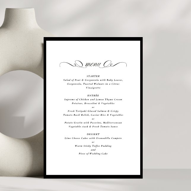 Menu Calligraphie Cadre noir Mariage officiel (Créateur téléchargé)