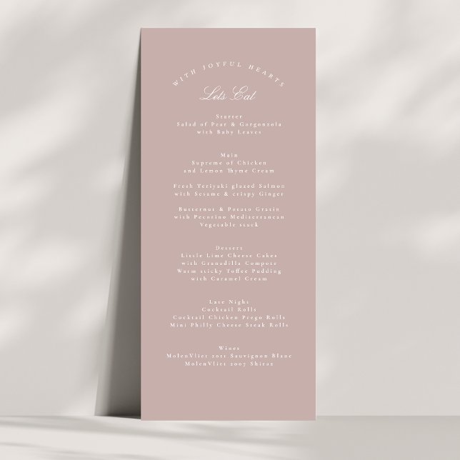 Menu Calligraphie classique rose Taupe Mariage officiel (Créateur téléchargé)