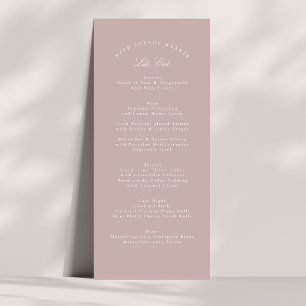 Menu Calligraphie classique rose Taupe Mariage officiel