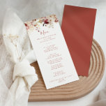 Menu Calligraphie Dîner floral gracieux<br><div class="desc">Cette carte calligraphie à la carte florale gracieuse est parfaite pour un mariage rustique. Le design présente une aquarelle dainty blanche,  bordeaux,  roses roses roses et feuilles d'automne. Ce menu peut être utilisé pour une réception de mariage,  un dîner de répétition,  une douche nuptiale ou tout événement.</div>