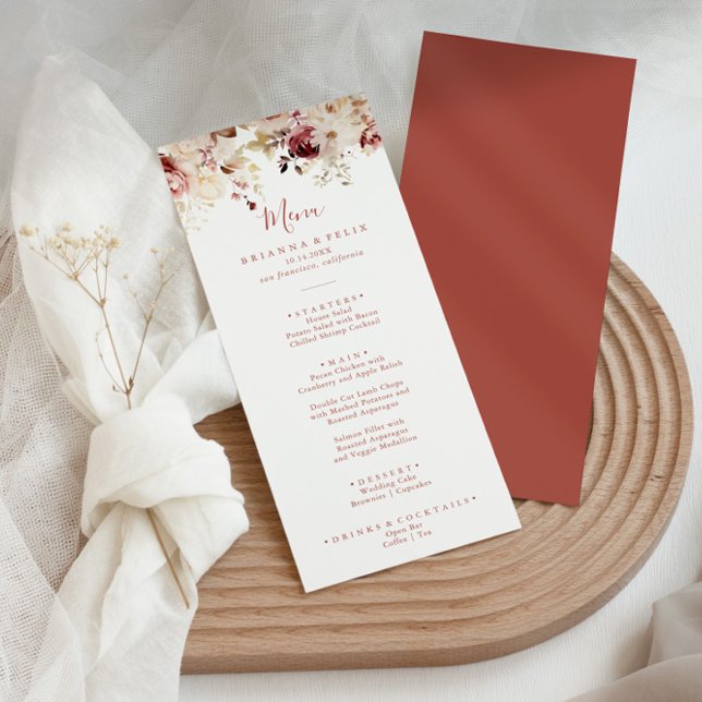 Menu Calligraphie Dîner floral gracieux (Créateur téléchargé)