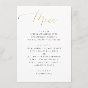 Menu Calligraphie dorée classique Mariage formel élég