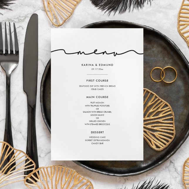 Menu Calligraphie manuscrite moderne minimaliste (Créateur téléchargé)