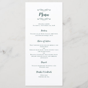 Menu Calligraphie mariage Emerald Green Dinner Party